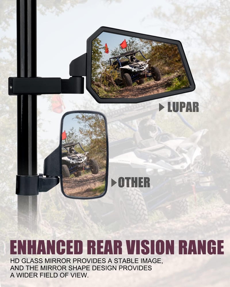 Lupar Aluminum UTV Side Mirrors Fits 1.75"-2" Roll Cage Bar America USA Flag Pattern Side Rear View Mirror for Polaris RZR XP Turbo Can-Am Maverick X3 Yamaha Talon Kawasaki Pioneer - Image 4